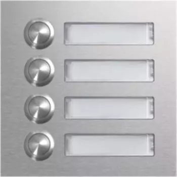 Hager Rund-Taster Modul 4 WE mit LED-Namensschild, Edelstahl matt (REN004X)