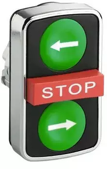 Schneider Electric Harmony XB4 Dreifachdrucktaster Metall 22mm gr&uuml;n/rot Pfeile/STOP (ZB4BA73133)