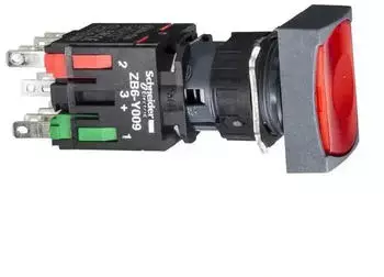 Schneider Electric Leuchtdrucktaster mit Rastung, rot, &Oslash;16mm, 24V, 1S+1&Ouml;, IP65 (XB6DF4B5B)