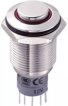 TRU Components LAS2GQH-11ZE/R/12V/S/P Vandalismusgesch&uuml;tzter Druckschalter, Rot, 250V/AC (701820)