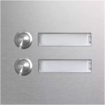 Hager Rund-Taster Modul 2 WE mit LED-Namensschild, Edelstahl matt (REN002X)
