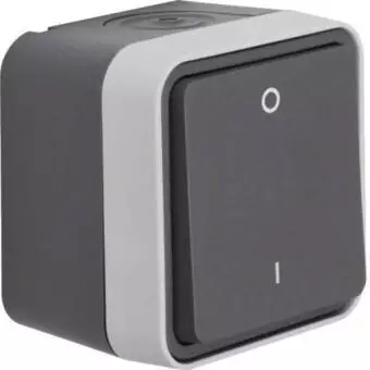 Hager Wippschalter Ausschalter 2-polig AP IP55 grau (WNC008)