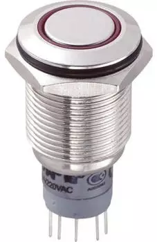 TRU Components LAS2GQF-22ZE/R/12V/N/P Vandalismusgesch&uuml;tzter Druckschalter 16mm IP67 (701859)