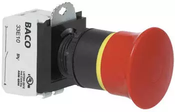 BACO L22DR01B Not-Aus-Schalter Frontring Kunststoff, Schwarz, 10A 600V IP69K (BAL22DR01B)