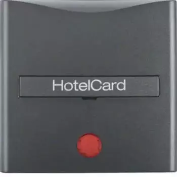 Berker Hotelcard-Schalter mit Aufdruck und roter Linse, anthrazit matt (16401606)