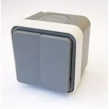 Hager cubyko Serientaster AP 2-fach grau IP55 (WNC044)