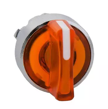 Schneider Electric Leuchtwahlschalter Frontelement Harmony XB4, Metall 22mm, 3 Stellungen rastend, gelb (ZB4BK1353)
