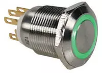 Drucktaster - Edelstahl - Spdt 1no 1nc - Gr&uuml;ne Ringbeleuchtung - 19 Mm