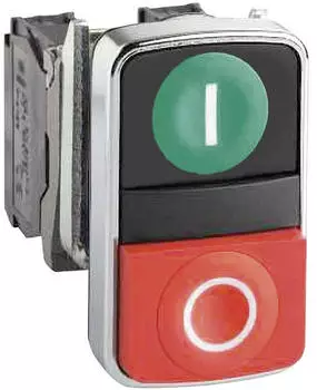 Schneider Electric Harmony Doppeldrucktaster Bet&auml;tiger flach 22mm Wei&szlig;/Schwarz (ZB4BA7120)