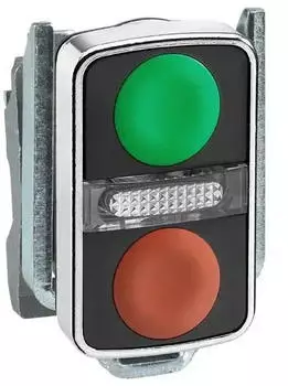 Schneider Electric Doppelschalter 22mm Stab, rot/gr&uuml;n, Beleuchtung wei&szlig; (ZB4BW7A3740)
