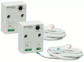 Oktaplex Rosa Mini-Einbau-D&auml;mmerungsschalter mit externem Sensor wei&szlig; IP65 2er-Set (22023)