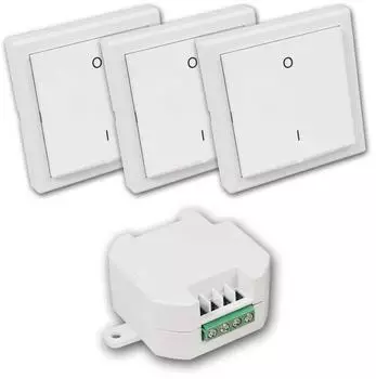 McPower Comfort Funk-Schalter Set Empfänger + 3 Wandtaster 2000W 433MHz