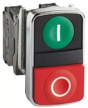 Schneider Electric Harmony ZB4BA7341 Doppeldrucktaster flach, gr&uuml;n/rot, &Oslash;22mm (ZB4BA7341)