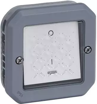Legrand Plexo New Feuchtraum-Ausschalter mit Kontrollfunktion, grau, IP55, 16A (069528L)