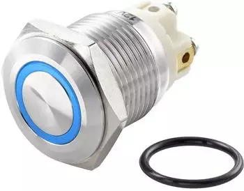 TRU Components TC-GQ16F-10E/L/B/12V/S vandalismusgesch&uuml;tzter Druckschalter, silber (TC-7494696)