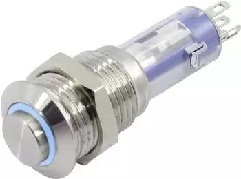 TRU Components LAS4GQH-11ZE/B Drucktaster rastend, 1S+1&Ouml;, LED blau, 24V (TC-6647596)