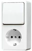 JG Schuko-Steckdose mit 676AWW Ws-S. AP600 alpinweiss