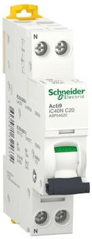 Schneider Acti9 iC40N 1P+N 20A C Kurve 6kA/10kA (A9P54620)