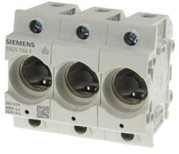 Siemens NEOZED, Sicherungssockel, D02, 3-polig, 63 A, Un AC: 400 V, Un DC: 250 V Mindestbestellmenge 5 Stück (5SG5702-1)