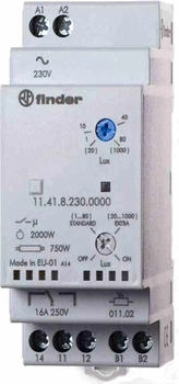 Finder 114182300000 Dämmerungsschalter für Reiheneinbau bis 1000 Lux 1 Wechsler 16 A für 230 V AC (11.41.8.230.0000)