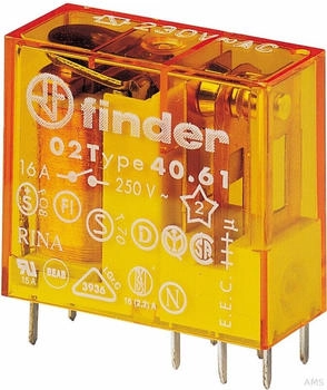 Finder 406182304000 Relais mit Steck- und Printanschlüssen 1 Wechsler für 16 A Kontaktmaterial AgS (40.61.8.230.4000)