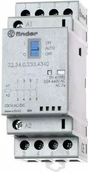 Finder Installationsschütz 4 Schließer 12 V AC/DC 25 A (22.34.0.012.4340)