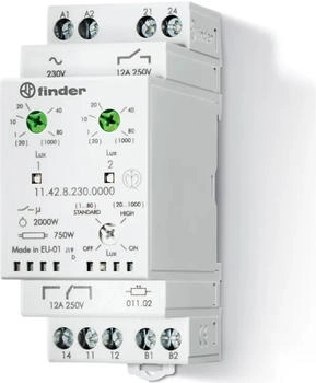 Finder Dämmerungsschalter für DIN-Schiene 1-1000 lx 230V/AC (11.42.8.230.0000)