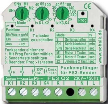 Schalk Funk-Empfängerschalter UP 4-Kanal FE3 Q2 230V AC (FE3Q29)