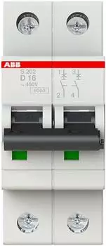 ABB 2CDS252001R0161 S202-D16 Sicherungsautomat D-Char. 6 kA 16 A 2P