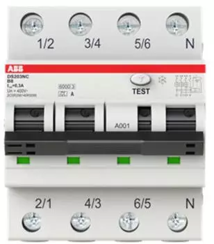 ABB DS203NCA-B8/0,3 FI/LS-Schalter 6kA 3P+N Typ A B 8 300mA (2CSR256140R3085)
