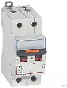 Legrand DX3 Leitungsschutzschalter D-Charakteristik 2-polig 16A 25kA (409820)