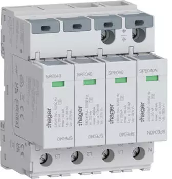 Hager &Uuml;berspannungsableiter Typ 2 4P TT/TNS 40kA (SPE440)