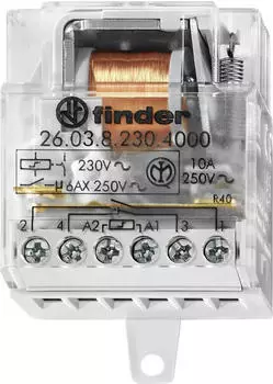 Finder Stromsto&szlig;-Schalter Unterputz 1 Schlie&szlig;er/1 &Ouml;ffner 24V/AC 10A (26.03.8.024.4000)