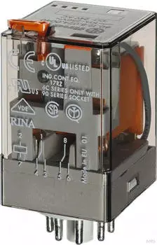 Finder 60.12 Industrie-Relais 2P 10A 230V AC mit Testtaster und LED (601282300050)