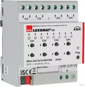 B.E.G. SBA4-230/10/H/KNX REG Jalousieaktor 4-Kanal, KNX, IP20 (93930)