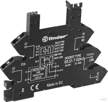 Finder Relaissockel f&uuml;r 34.51/81, Schwarz (93.51.0.24.0)