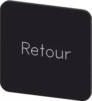 Siemens Bezeichnungsschild "Retour" quadratisch 22x22mm, schwarz/wei&szlig; (3SU1900-0AF16-0GF0)