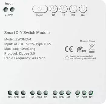 Avatto ZWSMD-4 ZigBee Schaltmodul 4-Kanal DC 32V (ZWSMD-4-32V)