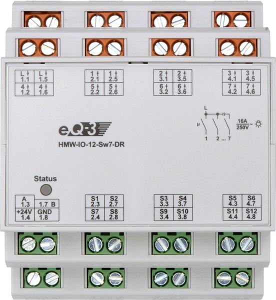 HomeMatic RS485 I/O-Modul, 12 Eingänge, 7 Ausgänge, Hutschienenmontage (HMW-IO-12-Sw7-DR)
