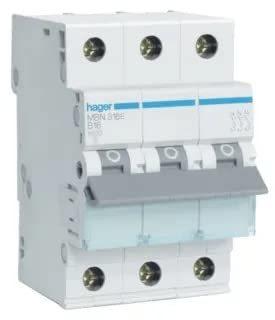 Hager Leitungsschutzschalter 3 polig 6kA B-Charakteristik 16A 3 Module Hager MBN316
