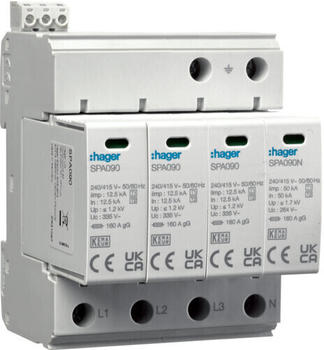 Hager Blitzschutz Photovoltaik Typ B+C T1+T2 MOV 4P SPA931