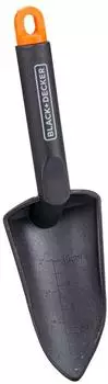 Black & Decker Gartenschaufel mit Gr&ouml;&szlig;enmarkierung 30,5cm, Polypropylen, schwarz/orange