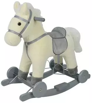 Chipolino Schaukelpferd mit Sound, R&auml;dern & Pl&uuml;sch, beige