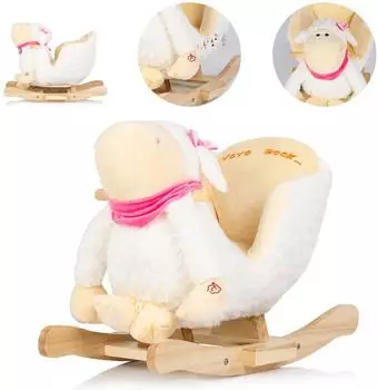 Chipolino Lamb Schaukeltier mit Sitz, Musik, Holz, Pl&uuml;sch, ab 10 Monate, wei&szlig;