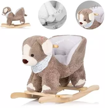 Chipolino Schaukeltier Dog mit Sitz, Musik, Holz, Pl&uuml;sch, ab 10 Monate (RHSE02401PUPP)