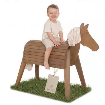 Roba Outdoorpferd Massivholz, teakfarben lasiert (456025TE)