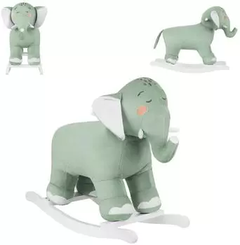 KIKKABOO Schaukeltier Elefant, Holzgriffe, Holzkufen, grün (31201040018)