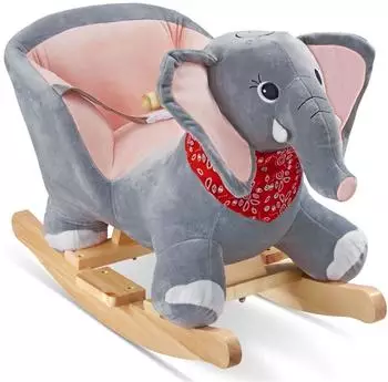 TecTake Schaukeltier Elefant mit Plüschbezug und Soundeffekt, ab 12 Monaten