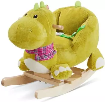 TecTake Schaukeltier Dinosaurier Plüsch, grün, ab 12 Monaten (406120)