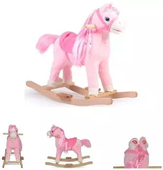 Moni Rose Schaukelpferd Plüsch, pink, mit Sound (WJ-001)